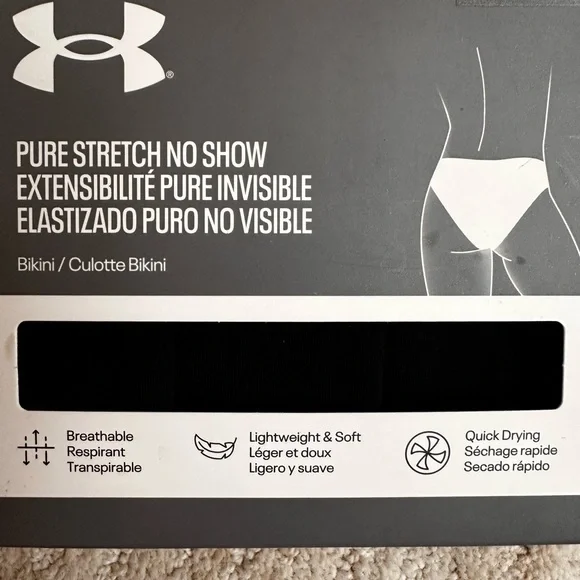 NWT Set of 3 Under Armour Pure Stretch Women's Black No Show Bikini Size Small - Picture 9 of 12